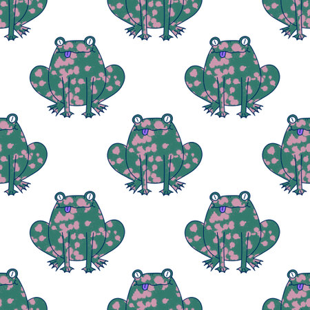 Cartoon animals seamless frogs pattern for wrapping paper and fabrics and lines and kids clothes print and summer accessories and zoo packaging. High quality illustrationの写真素材