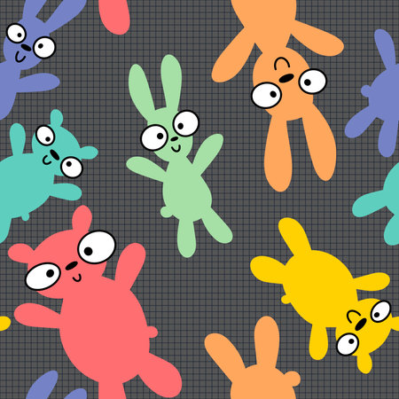 Cartoon animals doodle seamless bears and rabbit pattern for wrapping paper and fabrics and lines and kids clothes print and summer accessories and birthday packaging. High quality illustrationの写真素材