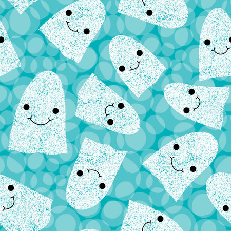 Halloween ghost seamless cartoon pattern for wrapping paper and fabrics and lines and kids clothes print and packaging and festive accessories. High quality illustrationの写真素材