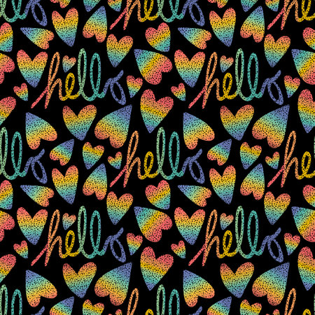 Summer hello seamless pattern for wrapping paper and fabrics and lines and kids clothes print and festive packaging and party accessories. High quality illustrationの写真素材