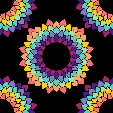 Summer floral print seamless mandala flower pattern for fabrics and lines and wrapping paper and kids clothes textiles and spring accessories. High quality illustrationの写真素材