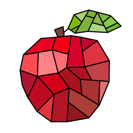 Cartoon polygonal fruit set apples geometric pattern for fabrics and lines and wrapping paper and kids clothes print and festive accessories and summer packaging. High quality illustrationの写真素材