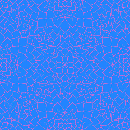 Abstract geometric floral seamless mandala pattern for fabrics and lines and wrapping paper and fashion textiles and party accessories and festive packaging and kids print. High quality illustrationの写真素材