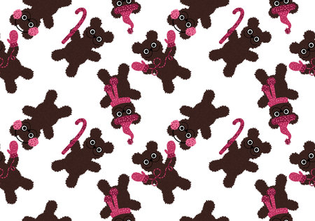 Christmas animals seamless bears with gloves and hats and candy pattern for fabrics and lines and new year accessories and packaging festive and winter textiles. High quality illustrationの写真素材