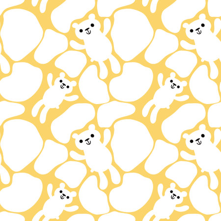 Christmas animals seamless polar white bears and ice pattern for wrapping paper and fabrics and kids clothes print and new year accessories. High quality illustrationの写真素材