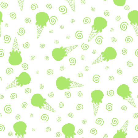 Cartoon summer print seamless ice cream pattern for wrapping paper and fabrics and lines and kids clothes and festive packaging and party accessories. High quality illustrationの写真素材