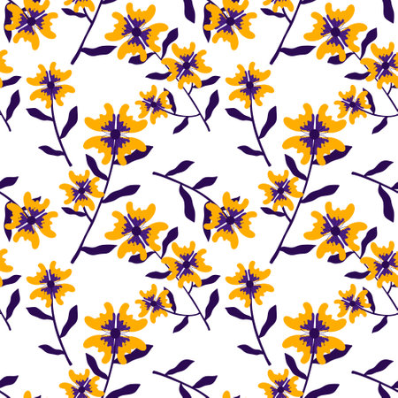 Cartoon summer retro floral seamless flower pattern for wrapping paper and fabrics and lines and...