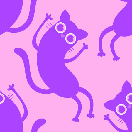 Halloween animals monsters seamless cats pattern for wrapping paper and fabrics and lines and kids clothes print and festive packaging and party autumn accessories. High quality illustrationの写真素材