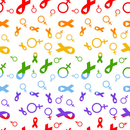 Abstract doodle seamless lgbtq rainbow pattern for fabrics and lines and wrapping paper and summer party accessories. High quality illustrationの写真素材