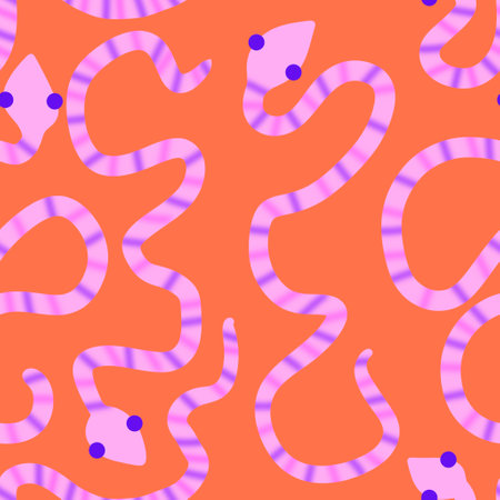 Summer cartoon animals seamless snake pattern for wrapping paper and fabrics and lines and kids...