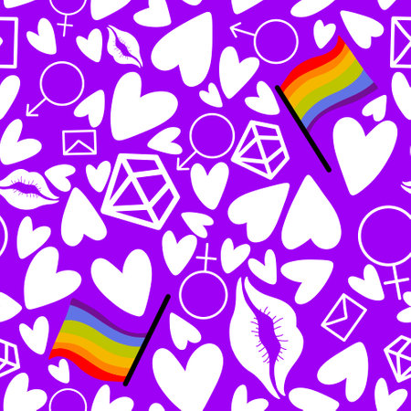 Abstract doodle seamless lgbtq rainbow pattern for fabrics and lines and wrapping paper and summer party accessories. High quality illustrationの写真素材