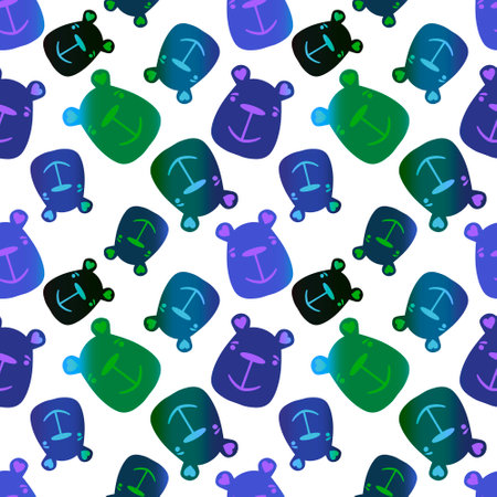Cartoon animals seamless bears pattern for wrapping paper and fabrics and lines and kids clothes print and festive packaging and party accessories. High quality illustrationの写真素材