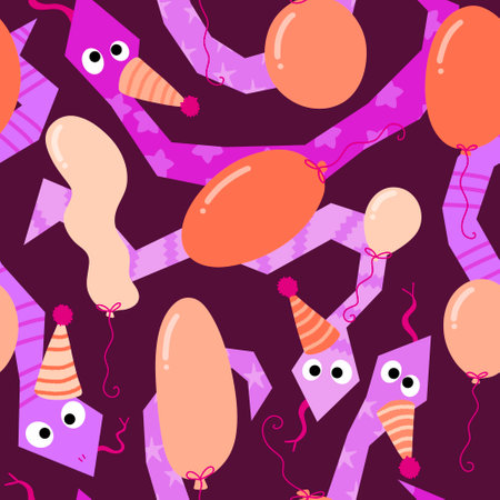 Christmas cartoon animals seamless snake pattern for new year wrapping paper and fabrics and lines and kids clothes print and festive packaging. High quality illustrationの写真素材