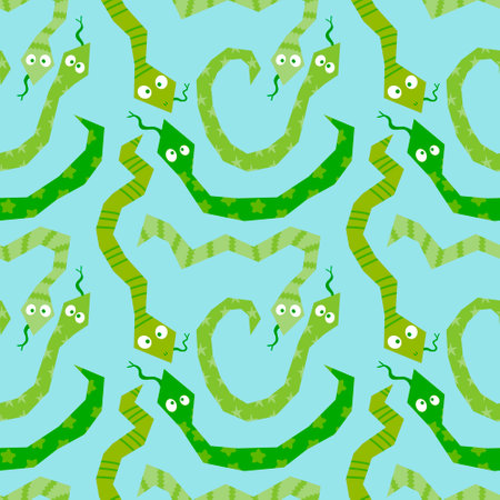 Christmas cartoon animals seamless snake pattern for new year wrapping paper and fabrics and lines and kids clothes print and festive packaging. High quality illustrationの写真素材
