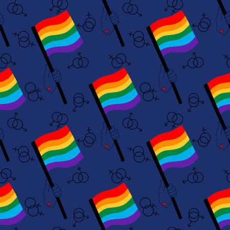 LGBT flags seamless pride pattern for wrapping paper and fabrics and lines and summer print and party accessories and fashion textiles. High quality illustrationの写真素材