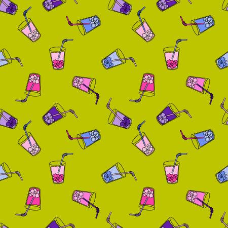 Summer print cocktails seamless ice pattern for wrapping paper and fabrics and lines and clothes print and party accessories and festive packaging. High quality illustrationの写真素材