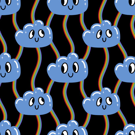 Rainbow and clouds seamless cartoon lgbt pride summer pattern for wrapping paper and fabrics and...