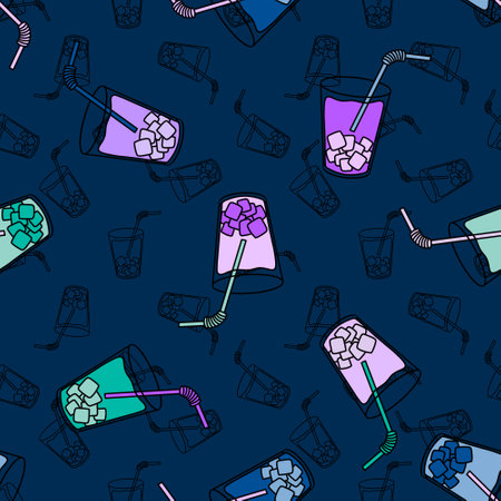 Summer print cocktails seamless ice pattern for wrapping paper and fabrics and lines and clothes print and party accessories and festive packaging. High quality illustrationの写真素材