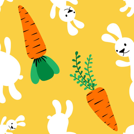 Easter animals seamless rabbit and carrot pattern for wrapping paper and fabrics and lines and kids...