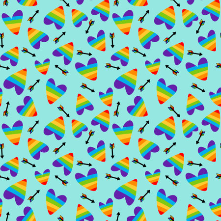 Rainbow lgbt arrows seamless love pride hearts pattern for wrapping paper and fabrics and lines and clothes textiles and party accessories. High quality illustrationの写真素材
