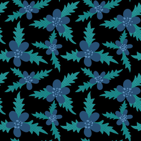 Cartoon summer retro floral seamless flower pattern for wrapping paper and fabrics and lines and spring packaging and kids clothes print and festive accessories. High quality photoの写真素材