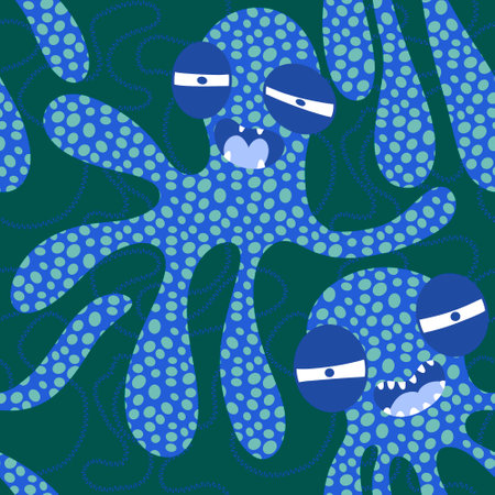Summer animals print monsters seamless octopus pattern for wrapping paper and fabrics and lines and kids clothes and party accessories. High quality illustrationの写真素材