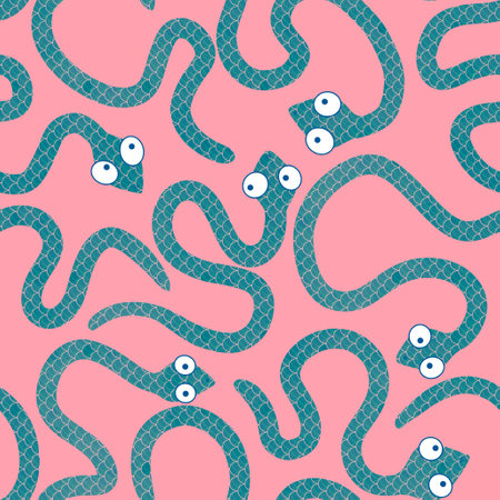 Christmas cartoon animals seamless snake pattern for new year wrapping paper and fabrics and lines and kids clothes print and festive packaging. High quality illustrationの写真素材