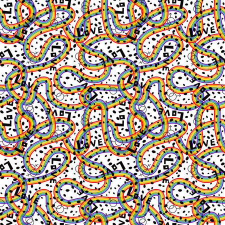 Cartoon pride rainbow seamless lgbt love pattern for wrapping paper and fabrics and lines and...