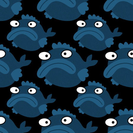 Cartoon sea animals seamless fish pattern for wrapping paper and fabrics and lines and kids clothes and summer print and party accessories and fashion textiles. High quality illustrationの写真素材
