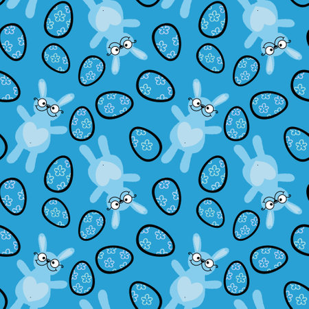 Easter animals bunnies seamless rabbit pattern for wrapping paper and fabrics and lines and kids clothes print and packaging festive and party accessories. High quality illustrationの写真素材