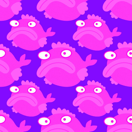 Cartoon sea animals seamless fish pattern for wrapping paper and fabrics and lines and kids clothes and summer print and party accessories and fashion textiles. High quality illustrationの写真素材
