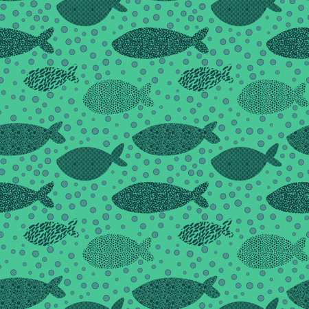 Cartoon sea animals seamless fish pattern for wrapping paper and fabrics and lines and kids clothes and summer print and party accessories and fashion textiles. High quality illustrationの写真素材