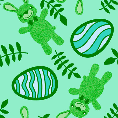 Easter animals bunnies seamless rabbit pattern for wrapping paper and fabrics and lines and kids clothes print and packaging festive and party accessories. High quality illustrationの写真素材