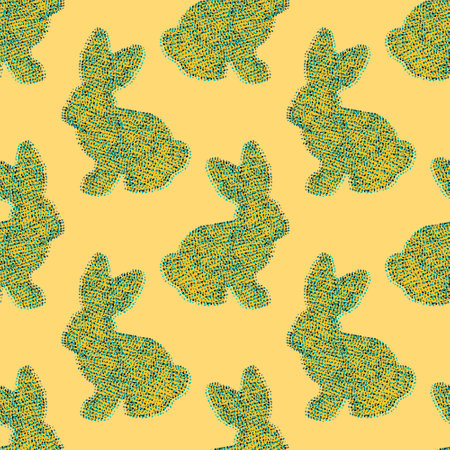 Easter animals bunnies seamless rabbit pattern for wrapping paper and fabrics and lines and kids clothes print and packaging festive and party accessories. High quality illustrationの写真素材