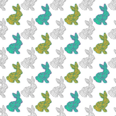 Easter animals bunnies seamless rabbit pattern for wrapping paper and fabrics and lines and kids clothes print and packaging festive and party accessories. High quality illustrationの写真素材