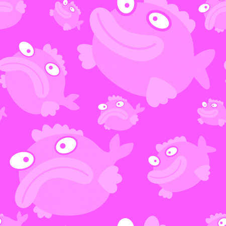 Cartoon sea animals seamless fish pattern for wrapping paper and fabrics and lines and kids clothes and summer print and party accessories and fashion textiles. High quality illustrationの写真素材