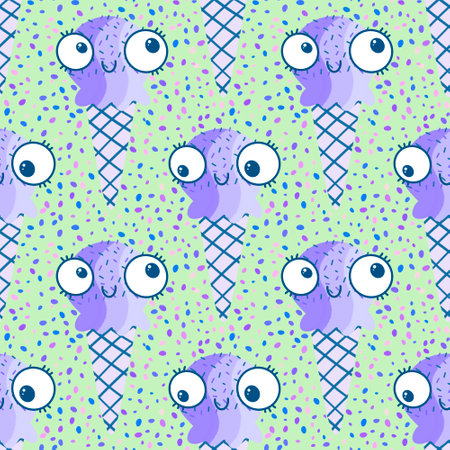Summer cartoon print seamless ice cream pattern for wrapping paper and fabrics and lines and kids clothes textiles and party accessories. High quality illustrationの写真素材