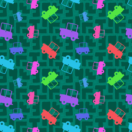 Cartoon toys seamless cars pattern for wrapping paper and fabrics and lines and kids clothes print and festive packaging and party accessories. High quality illustrationの写真素材