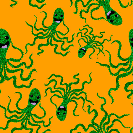 Summer animals seamless octopus pattern for wrapping paper and kids clothes print and fabrics and linens and swimsuit textiles and menu paper. High quality illustrationの写真素材