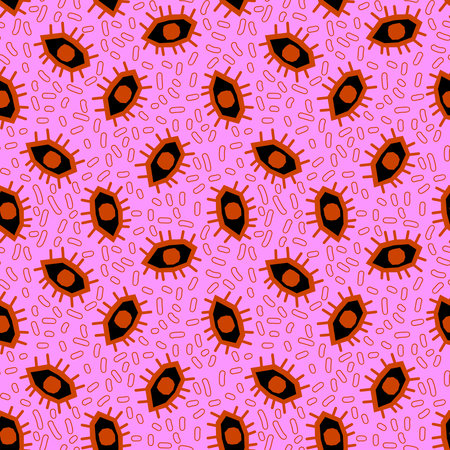 Cartoon Halloween monsters eyes seamless autumn pattern for wrapping paper and fabrics and lines and...