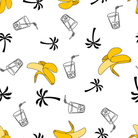 Abstract cartoon summer fruit seamless banana pattern for wrapping paper and fabrics and lines and kids clothes print and party accessories. High quality photoの写真素材