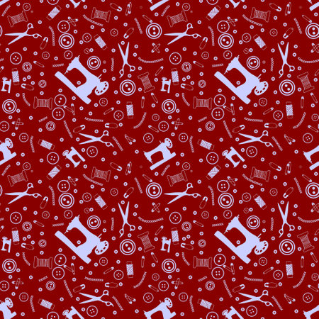 Cartoon silhouette hobbies seamless sewing machine pattern for wrapping paper and fabrics and lines and kids clothes print and birthday packaging. High quality illustrationの写真素材