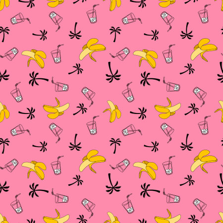 Abstract cartoon summer fruit seamless banana pattern for wrapping paper and fabrics and lines and kids clothes print and party accessories. High quality photoの写真素材