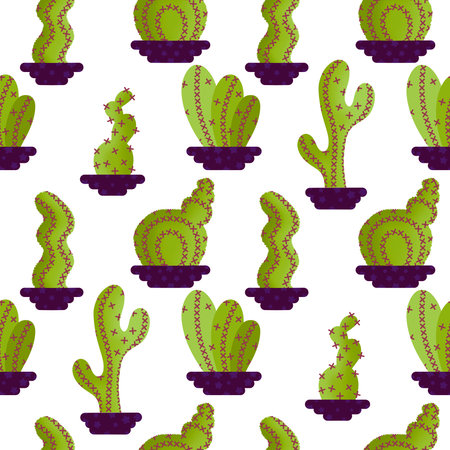 Summer floral seamless cartoon cactus pattern for wrapping paper and fabrics and lines and vacation...