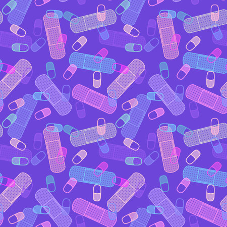 Medicine tape seamless pattern for wrapping paper and fabrics and lines and doctors accessories. High quality illustrationの写真素材
