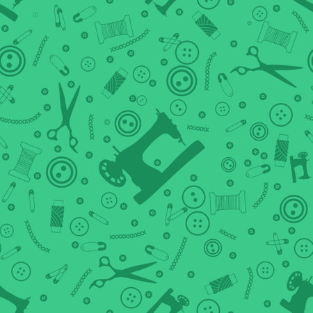 Cartoon silhouette hobbies seamless sewing machine pattern for wrapping paper and fabrics and lines and kids clothes print and birthday packaging. High quality illustrationの写真素材