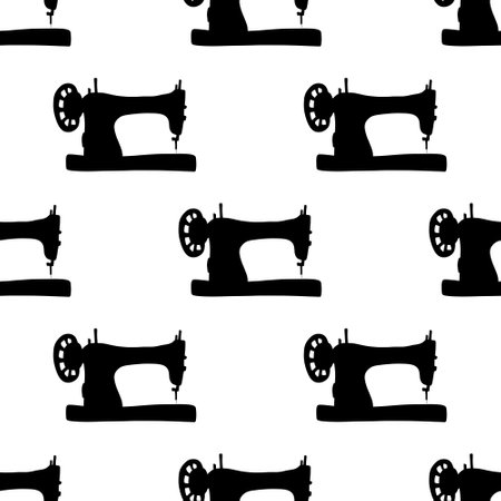 Cartoon silhouette hobbies seamless sewing machine pattern for wrapping paper and fabrics and lines and kids clothes print and birthday packaging. High quality illustrationの写真素材