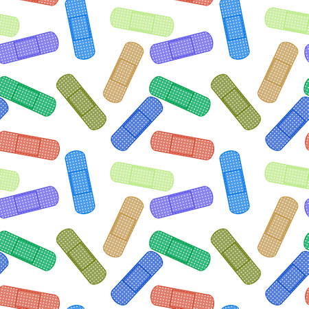 Medicine tape seamless pattern for wrapping paper and fabrics and lines and doctors accessories. High quality illustrationの写真素材