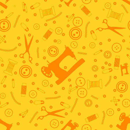 Cartoon silhouette hobbies seamless sewing machine pattern for wrapping paper and fabrics and lines and kids clothes print and birthday packaging. High quality illustrationの写真素材