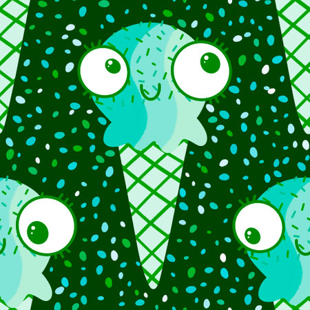 Summer cartoon print seamless ice cream pattern for wrapping paper and fabrics and lines and kids clothes textiles and party accessories. High quality illustrationの写真素材
